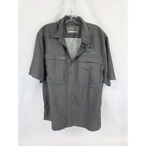 Game Guard Shirt Mens L Gray Button Up Camp Fishing Hunting Vented GG